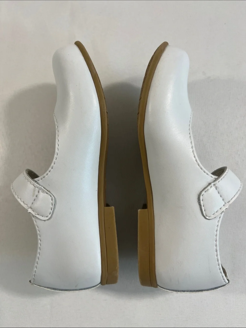 FootMates Laura White Mary Jane Shoes Leather Upper Tan Outsole Toddler 8